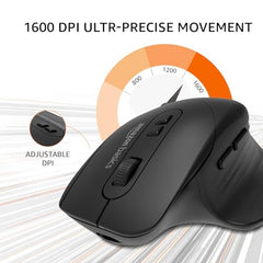 amazon basics Pro Series 650 mAh Wireless Rechargeable Ergonomic Mouse for PC, Mac, Laptop | 3 Adjustable DPI Settings Up to 1600 | Shortcut Buttons | Tri-Mode connectivity (Black)