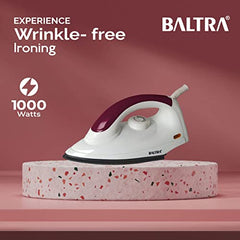 Baltra Casual 750 Watts Dry Iron | Non Stick Coated Soleplate | Light Weight | Adjustable Temperature Control | Cotton Braided Swivel Cord | Press Iron for Clothes | 2 Years Warranty