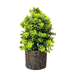Dekorly Small Artificial Bonsai Tree Fake Plant Potted House Plants Japanese Pine Bonsai Plant Faux Bonsai for Home Indoor Decoration Office (Wooden Potted Plants, Design-G)