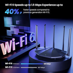 Tenda AC10 AC1200 Wireless Smart Dual-Band Gigabit WiFi Router, MU-MIMO, 4 Gigabit Ports, 867Mbps/5 GHz+ 300Mbps /2.4GHz, Support VPN Server, WiFi Schedule, (Black, Not a Modem)