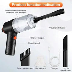 Car Vacuum Cleaner 3 in 1 Cordless Handheld with 3 Attachments & Blower for Wet & Dry Cleaning for Home/Office/Car/Keyboard/Travel/Sofa For Kids And Adults(MULTI)