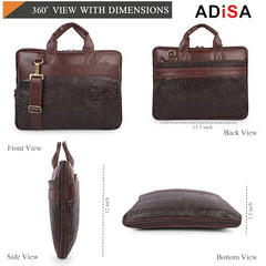 ADISA Laptop Bag for Men - Faux Leather Office Messenger Briefcase with Laptop Compartment for Work, Business, Corporate & Professional Use (LB6056)