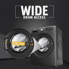 Whirlpool Smart Choice 9 Kg Steam Wash Technology 5 Star Inverter Front Load Fully Automatic Washing Machine with In-Built Heater (SUPREME CARE 9014-E, Midnight Grey, 100+ Tough Stains, 1400 RPM)
