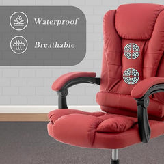 Casa Haus Italia Premium Leatherette Office Chair for Work | Boss Chair, Ergonomic Executive, Luxurious Cushioned Arms & Seat, 2 Point Back Massager, Heavy Duty Metal Base (Burgundy)