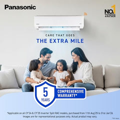 Panasonic 2.0 Ton 5 Star Premium Wi-Fi Inverter Smart Split AC (Matter Enabled, Higher Airflow, Copper Condenser, 7in1 Convertible, True AI, 4-Way, PM 0.1 Filter, CS/CU-NU24AKY5W, White)