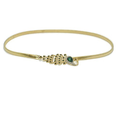 SYGA Women's Sweet Colorful Rhinestone Inlaid Peacock Decorative Spring Elastic Metal Waist Chain(Gold)