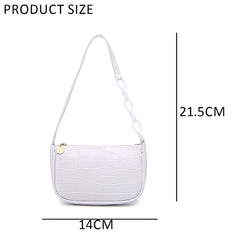 SYGA Women's White Handbags Crocodile Pattern Bag Ladies Shoulder Bag
