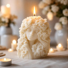 Decorative Fragrance Candle with Raised 3D Ivory Swirl Pillar Artwork | Long Burning Scented Candle for Home Décor, Living Room, Bedroom, Meditation Space, Table Decoration & Gift