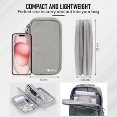 Elfora Compact Cable Organizer Bag | Double Layer Storage Pouch for Cables, Chargers, AirPods, Power Bank & Other Accessories | Durable & Portable Nylon Travel Case with Mesh Pockets – Blue