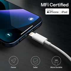 UNBREAKcable Iphone Compatible lightning to USB Fast Charging cable Compatible With iPhone 14/14 Pro/14 Pro Max/13/13 Pro/13 ProMax/12/11/XR/XS/X/8 S, iPad, PD 3.1 High-Speed Data Transfer