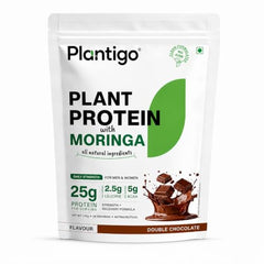 Plantigo Plant Protein Powder with Moringa Superfood | 25g Protein, 5g BCAA, 2.5g Leucine, Digestive Enzymes | 3rd Party Lab Tested | Lush Mango Flavor - Travel Pouch