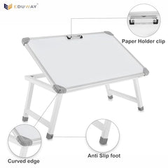 Eduway Multipurpose White Board Study Laptop Table for Student | with Adjustable Height Bed Table for Kids | Portable Laptop Table for Home, Office & Presentation | Include with 1 Marker & 1 Duster
