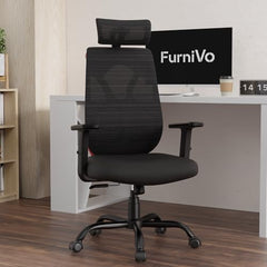 Furnivo Titan Ergonomic Office Chair for Home & Office | Adjustable Armrests | 120 Recline | Lumbar Support | Thick Cushioned Seat | Heavy-Duty Base | 3 Years Warranty (Eco Black Red)