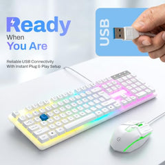 EVM EnHawk Wired Gaming Keyboard & Mouse Combo | RGB Backlit Keyboard | 6-Button Gaming Mouse | Adjustable DPI | 1 Year Warranty (EVM-WDKM-315-EnHawk)