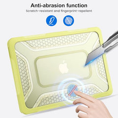 ProElite Transparent Case for MacBook Neo 13 inch 2026 Model Touch ID, Heavy Duty Honeycomb Hard Shell with Slim TPU Bumper and Fold Kickstand, Dark Blue