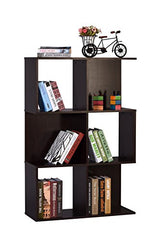DeckUp Siena 3-Shelf Engineered Wood Book Shelf and Display Unit (Dark Wenge, Matte Finish)