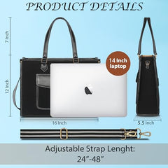 Womanix Laptop Tote Bag,14 inch Laptop Bag, Shoulder Bags With Back Trolley Strap, Casual Briefcase, Handbag for Travel, Office, College,Work