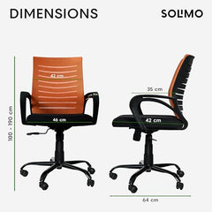 Amazon Brand - Solimo Worklo Mid Back Office Chair for Work from Home | Study | Revolving | Computer (Heavy Duty Powder Coated Metal Base, Stylish Black Mesh)