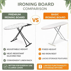 STEFFAN Heavy Duty Vertical Ironing Board, Foldable, 19 mm Metal Bracket, Adjustable Height, Pure Cotton Cover, Lattice Design | Clothes Iron Table| Home Laundry Accessory | 111x30 cm, Pink