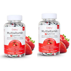 Emmy Multivitamin Gummies for Kids & Adults | Daily Nutrition Support | Tasty Chewable Vitamin Gummies | Immunity, Energy & Growth Support | Strawberry Flavour | USFDA, WHO-GMP & ISO | (60 Gummies) (Pack of 2)