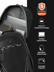 Wildcraft Dark Edition 45 L Professional Laptop Backpack for Men & Women | Fits 15.6 inch Laptop | Padded Shoulder Straps, Multi Compartments, Anti-Theft Zippers | Business Travel Bag | Dark Black