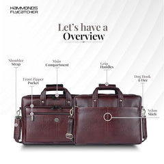 Hammonds Flycatcher Genuine Leather 15.6 Inch Laptop Office Bag for Men | 15.6” Padded Laptop Sleeve| 3 Zip Pockets| Detachable & Adjustable Strap| Pen,Wallet & Mobile Pocket |Durable|1 Year Warranty