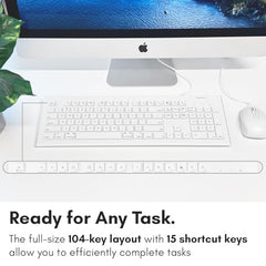 Macally 104 Key Full-Size USB Keyboard with Short-Cut Keys for Mac (MKEYE, White)