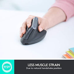 Logitech MX Vertical Advanced Ergonomic Mouse, Wireless via Bluetooth or Included USB Receiver