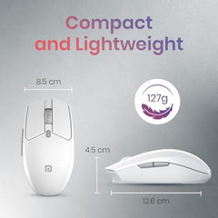 Portronics Toad 36 Wireless Mouse, 2.4GHz, Rechargeable, 6 Buttons, 1600 DPI, Ergonomic Thumb Support, Universal Compatibilty, Built-in-Battery, for Windows/Mac/Android/iOS(White)