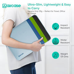 AirCase Protective Laptop Bag Sleeve fits Upto 15.6" Laptop/MacBook, Wrinkle Free, Padded, Waterproof Light Neoprene case Cover Pouch, for Men & Women, Blue- 6 Months Warranty