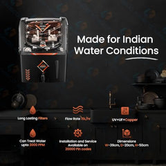 Kinsco Aqua Punch 15 Litre Copper + RO + UV + UF + TDS Adjuster Pure Copper Water Purifier Dispenser Machine, Black (With Free Pre Filter)