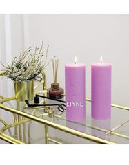 LTYNE™ 100% Pure Paraffin Wax Pillar Candles (2 x 6), Unscented Smokeless Pillar Candles Pack of 2, Burn Time: 25-30 Hours (Light Green)