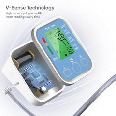 DR VAKU® BP Monitor Fully Automatic Blood Pressure Machine to Check Digital Accurate Level for Home Monitoring Device with Talking Function,Large Display + Cuff Kit Best Accurate Apparatus Measurement- White&Blue