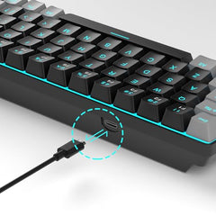 MageGee Portable 60% Mechanical Gaming Keyboard, MK-Box LED Backlit Compact 68 Keys Mini Wired Office Keyboard with Blue Switch for Windows Laptop PC Mac - Blue/White