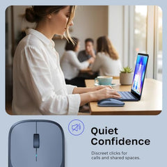 SATECHI Slim EX Wireless Mouse, Bluetooth & 2.4 GHz, Quiet Clicks, Silver
