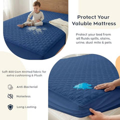 Ayka 100% Waterproof King Size 78x72 inch Cotton Quilted Mattress Protector Breathable Hypoallergenic Noiseless Ultra Soft Elastic Fitted Bed Protector Mattress/Bed Cover (Grey, King (78 * 72”))