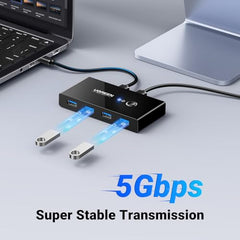 UGREEN USB 3.0 Switch 4 Port USB Switch Selector 5Gbps High-Speed | Peripheral Sharing Switcher for 2 Computer Share Mouse Keyboard Compatible with Laptop Scanner Printer 2 Pack 1.5M Cable