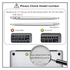 EooCoo Clear Case for Apple MacBook Air M1 13.3 inch Laptop Cover 2018-2021