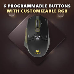 EvoFox Banshee 2 Tri-Mode Wireless Gaming Mouse (2X BT, 2.4G & Wired), PixArt 3311 Sensor, 1000Hz Polling Rate, 12,000 DPI, LCD Display, 6 Programmable Buttons, Software Support, Onboard Memory-Black