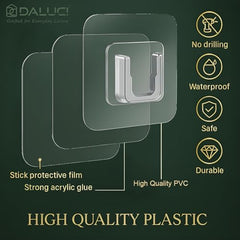DALUCI 5 Pair Heavy Duty Male-Female Interlocking Adhesive Wall Hooks for Hanging | Sticker Hooks for Wall Heavy Items | Nail-Free Wall Hanger Hook for Bathroom, Kitchen (Male - Female, Pack of 10)
