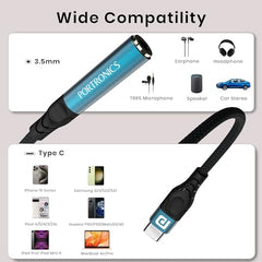 Portronics iKonnect C Pro Type C to 3.5 mm Audio Jack Connector with DAC Headphone Converter Adapter Compatible with iPhone 15 Pro Max/15 Pro/15 Plus, Galaxy S23/S22/S21/S208 & Other Type C Phones