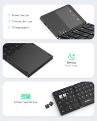 Samsers Foldable Bluetooth Keyboard with Touchpad, Ultra Slim Compact,Black