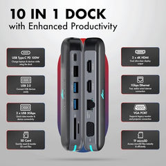 Type C 14 in 1 Wozoyo Docking Station, PD 100W, 2X4K@60Hz HDMI,4K DisplayPort, 2XType-C 10Gbps, USB 10Gbps, Gigabit Ethernet, AUX Port,Universally Compatible Thunderbolt 4,macOS,Windows,Android & iOS