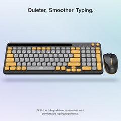 TAG KBWM 1100 Wireless 2.4GHz+Bluetooth Keyboard & Mouse Combo Kit with Tablet/Phone Holder, 98% Compact Layout, 10m Range, 1200DPI Mouse, for PC/Mobile/Tablet, Supports Windows/Mac/Linux/Android/iOS