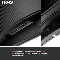 MSI MPG 341CQPX QD-OLED 34 Inch 2K UWQHD Curved Gaming Monitor - 3440 x 1440(21:9) QD-OLED Panel, 240Hz / 0.03ms, 99.3% DCI-P3, ΔE≤2, DisplayHDR True Black 400, DP 1.4a, HDMI 2.1, USB Type C(PD:98W)