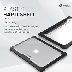 WOOKY MacBook Air M1 13.3 inch Shockproof 360 Degree PC + TPU Protection Plastic Hard Shell Flip Cover Case for MacBook Air A1932 A2179 A2337 (13.3 inch) - Black Clear