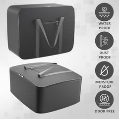 Kuber Industries Pack of 3 Storage Bag | Clothes Storage Bag | Rexine Underbed Storage Bag | Wardrobe Organizer for Blanket-Comforters | Foldable Attachi Bag | Black Patti | Large | Grey