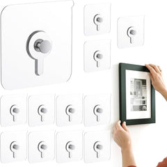 VARENYYA Hanging Hooks Without Drilling, Self Adhesive Hooks for Wall Heavy Duty Strong Nail Free, Kitchen Accessories Items (Hanging Hook, Transparent) Stainless Steel (Flower Hook, 10-pcs)