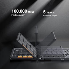 ProtoArc Foldable Bluetooth Keyboard, XK01 Full Size Folding Wireless Keyboard with Number Pad, Portable Travel Keyboard for Windows iOS Android Tablets, Laptops, iPad
