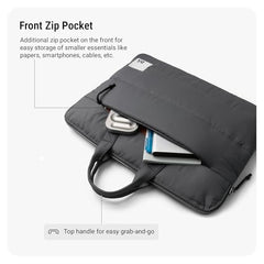 DailyObjects Stria Pro Laptop Bag with Handle| Recycled Durable Polyester | Compatible with Laptop/MacBook Air/Pro Upto 15 Inch| Water Resistant|Padded Compartment with Zip Closure -Black